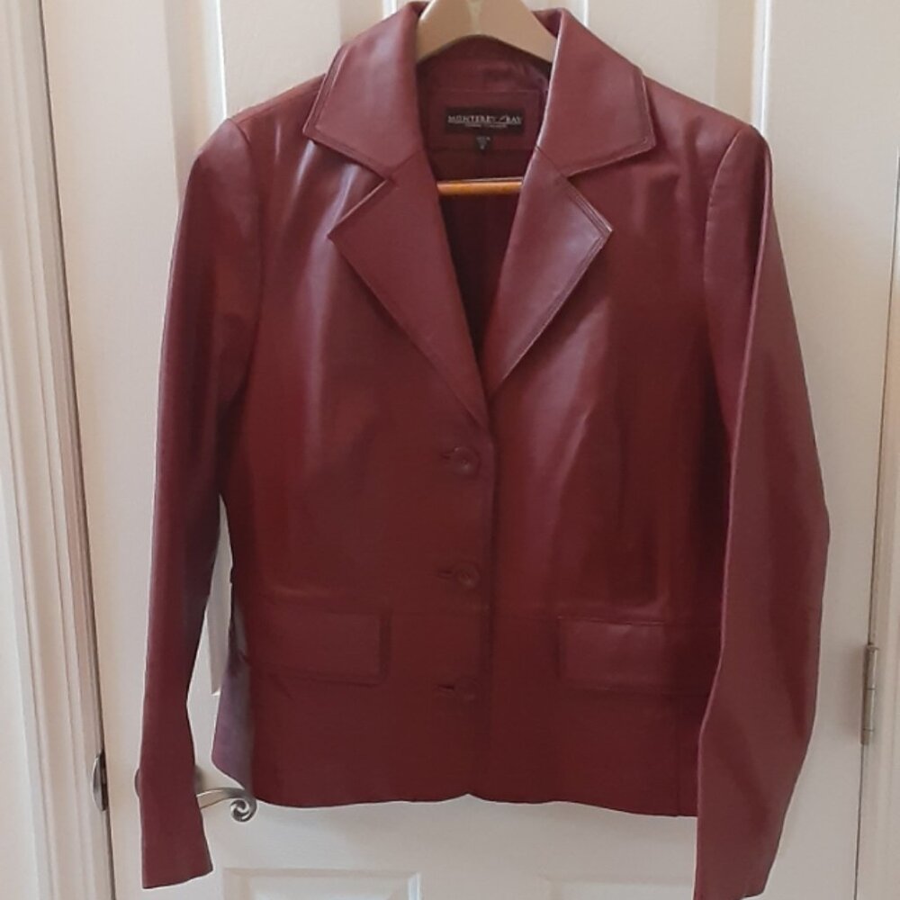 Genuine Leather Burgundy Blazer